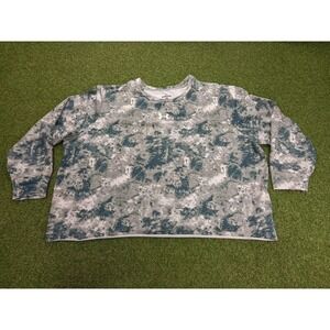 Under‎ Armour Shirt Women's 2X Green Gray Rival Terry 4-Way Stretch Long Sleeve